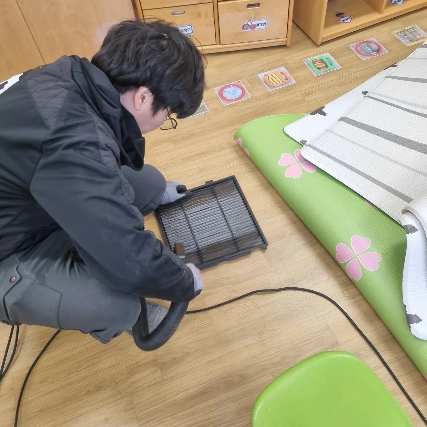 세정 진행 — 칠곡군 어린이집청소 현장