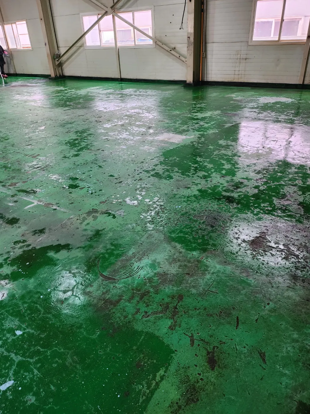 쌍림면 공장청소 시공 현장 — 에폭시 바닥 세정