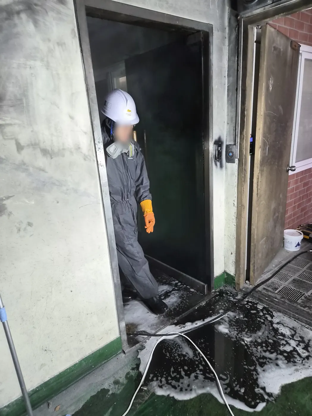 고압 세척 — 고아읍 화재청소 현장